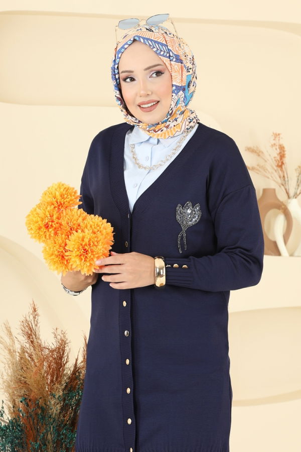 Modaselvim سترة كارديجان سترة خفيفة كحلي 3260BRZ597