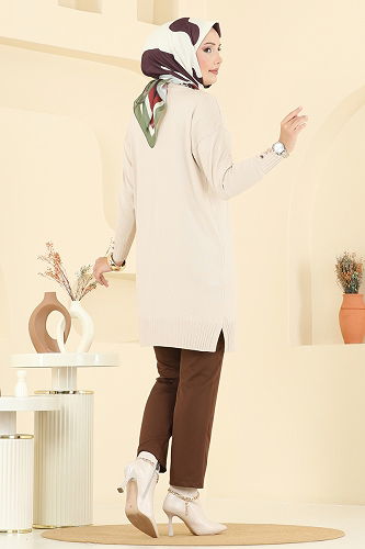 moda selvim Cardigan 3260BRZ597 Stone - Thumbnail