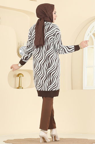 moda selvim سترة خفيفة بني 3286BRZ597 - Thumbnail