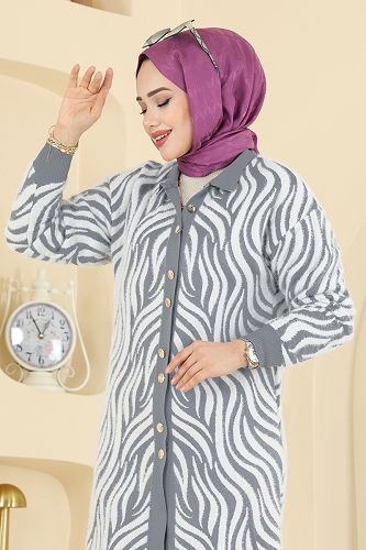 moda selvim سترة خفيفة رمادي 3286BRZ597 - Thumbnail