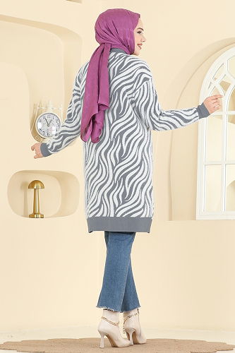 moda selvim سترة خفيفة رمادي 3286BRZ597 - Thumbnail