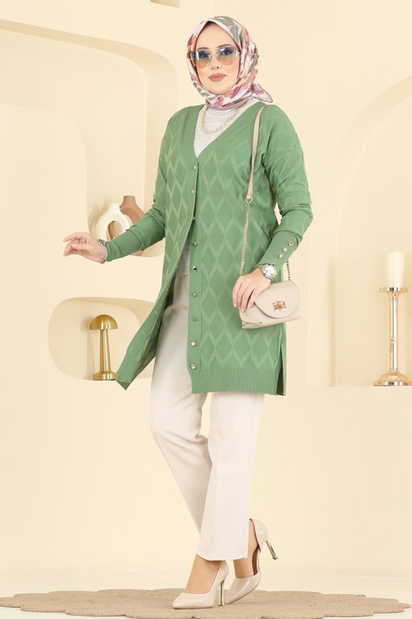 Cardigan 3290UZ662 Almond Green - Moda Selvim