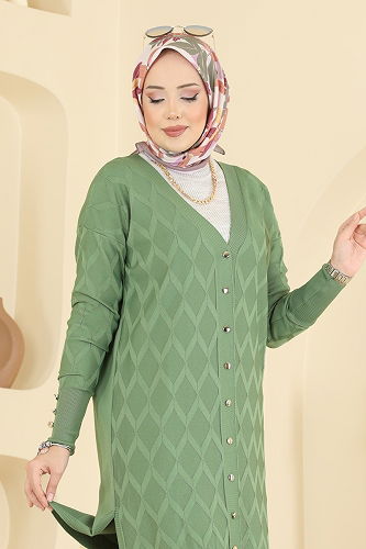 moda selvim Cardigan 3290UZ662 Almond Green - Thumbnail