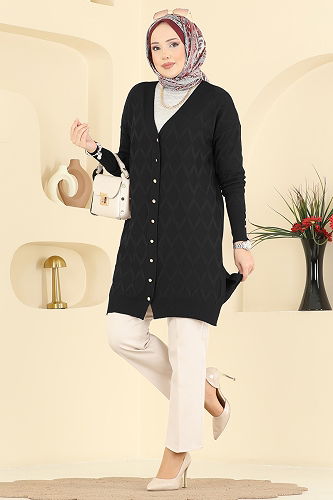 moda selvim Cardigan 3290UZ662 Black - Thumbnail