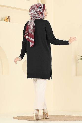 moda selvim Cardigan 3290UZ662 Black - Thumbnail
