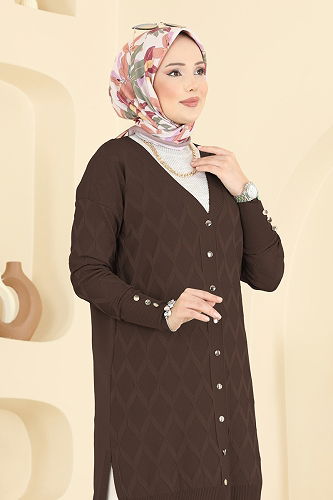 moda selvim Cardigan 3290UZ662 Brown - Thumbnail