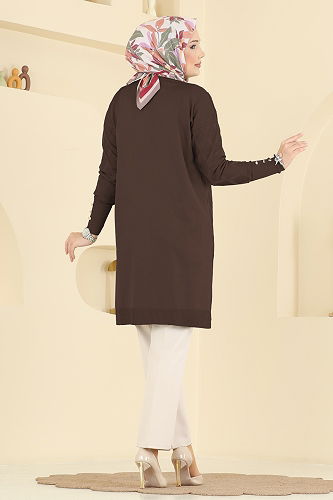 moda selvim سترة خفيفة بني 3290UZ662 - Thumbnail