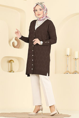 moda selvim سترة خفيفة بني 3290UZ662 - Thumbnail