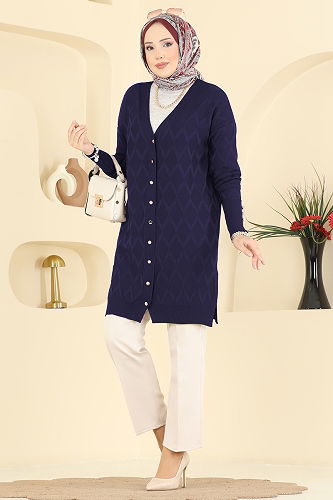 moda selvim Cardigan 3290UZ662 Navy Blue - Thumbnail