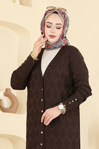 moda selvim Cardigan 3295BRZ597 Bitter Brown - Thumbnail