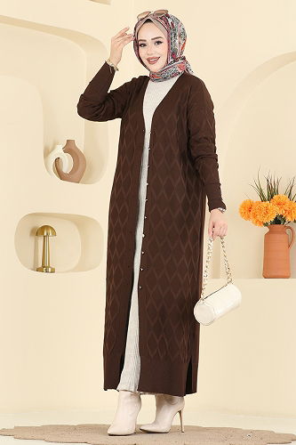 moda selvim سترة خفيفة بني 3295BRZ597 - Thumbnail