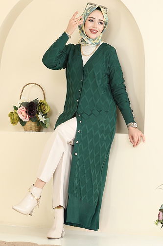 moda selvim سترة خفيفة زيتي 3295BRZ597 - Thumbnail