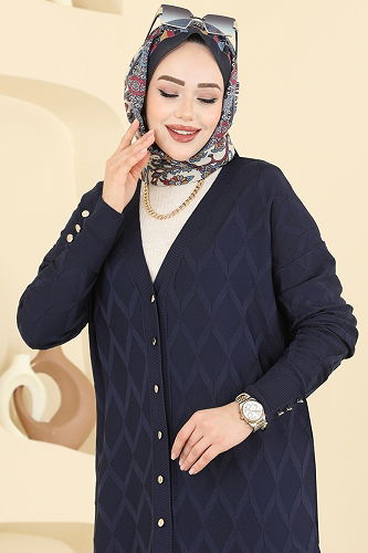 moda selvim Cardigan 3295BRZ597 Navy Blue - Thumbnail