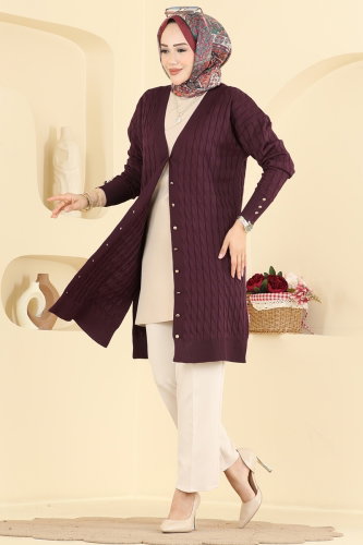 【SANTAKU】shear mesh cardigan Cardigan 3352NVX1208 Indigo - Moda Selvim