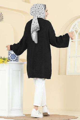 moda selvim Cardigan 341BRZ597 Black - Thumbnail