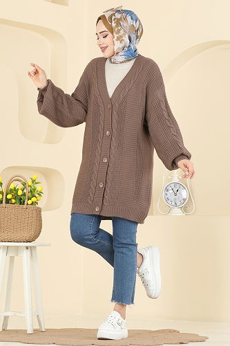 moda selvim Cardigan 341BRZ597 Dark Vision - Thumbnail