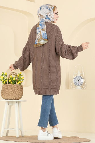 moda selvim سترة خفيفة بيج غامق 341BRZ597 - Thumbnail