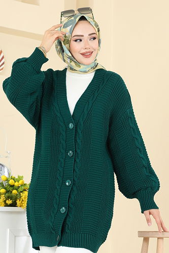 moda selvim Cardigan 341BRZ597 Emerald - Thumbnail