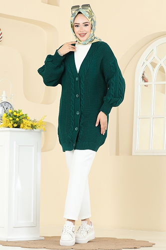 moda selvim سترة خفيفة زيتي 341BRZ597 - Thumbnail