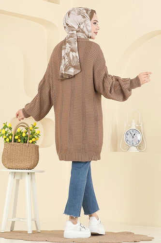 moda selvim Cardigan 341BRZ597 Latte - Thumbnail