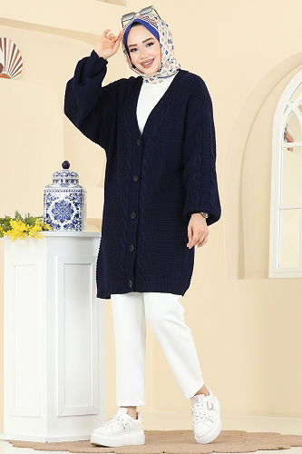 moda selvim Cardigan 341BRZ597 Navy Blue - Thumbnail