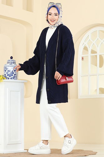 moda selvim Cardigan 341BRZ597 Navy Blue - Thumbnail
