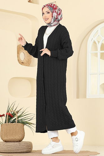 moda selvim Cardigan 377BRZ597 Black - Thumbnail
