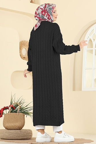 moda selvim Cardigan 377BRZ597 Black - Thumbnail