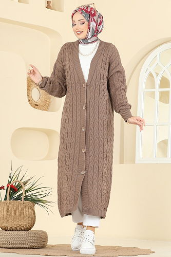 moda selvim Cardigan 377BRZ597 Dark Vision - Thumbnail