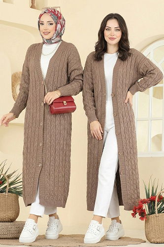 moda selvim Cardigan 377BRZ597 Dark Vision - Thumbnail