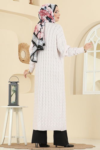 moda selvim Cardigan 377BRZ597 Ecru - Thumbnail