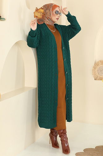 moda selvim Cardigan 377BRZ597 Emerald - Thumbnail
