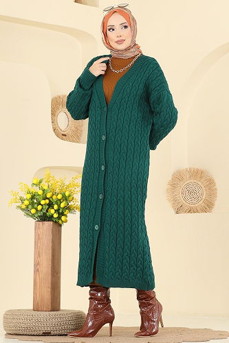 moda selvim Cardigan 377BRZ597 Emerald - Thumbnail