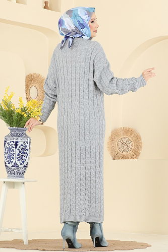 moda selvim Cardigan 377BRZ597 Gray - Thumbnail