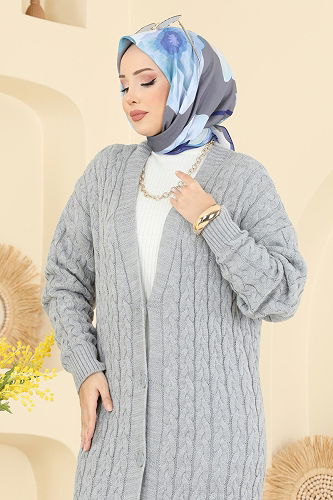 moda selvim سترة خفيفة رمادي 377BRZ597 - Thumbnail