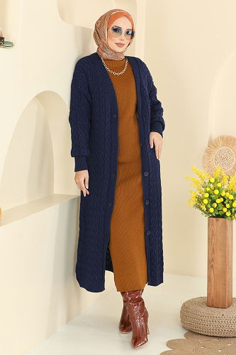 moda selvim Cardigan 377BRZ597 Navy Blue - Thumbnail