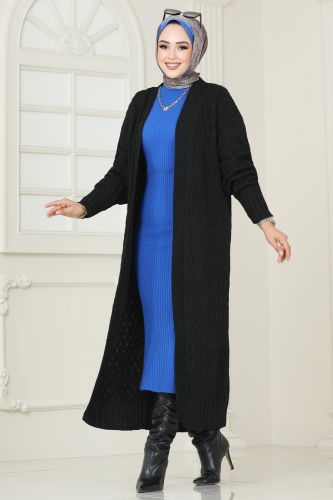 moda selvim Cardigan 386BRZ597 Black - Thumbnail