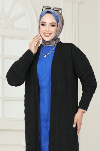 moda selvim Cardigan 386BRZ597 Black - Thumbnail