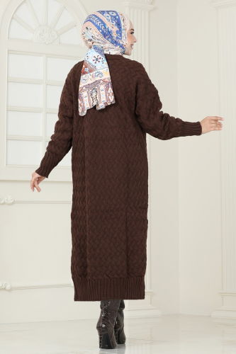 moda selvim Cardigan 386BRZ597 Brown - Thumbnail