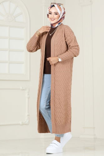 moda selvim Cardigan 386BRZ597 Latte - Thumbnail