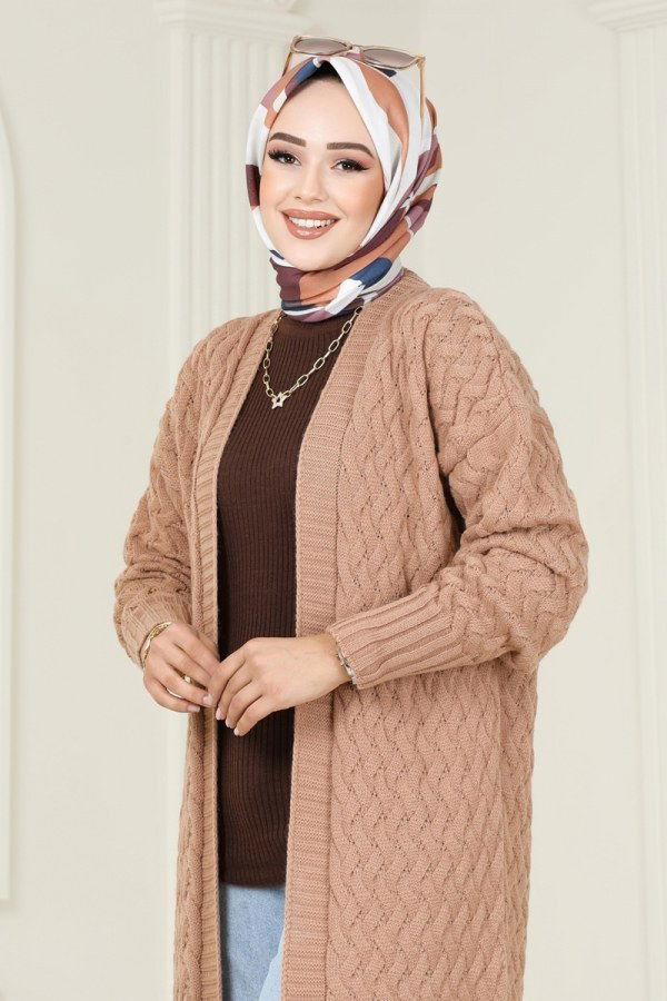 Cardigan 386BRZ597 Latte - 3