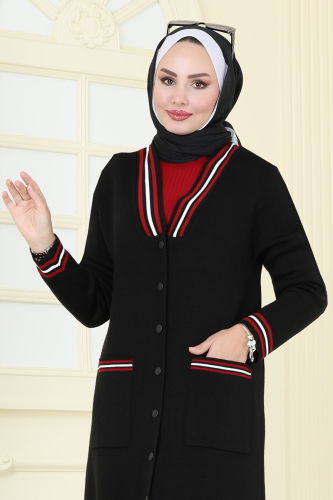 moda selvim Cardigan 4193KL398 Black - Thumbnail