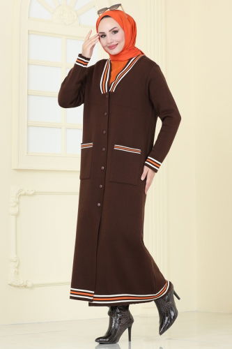 moda selvim Cardigan 4193KL398 Brown - Thumbnail