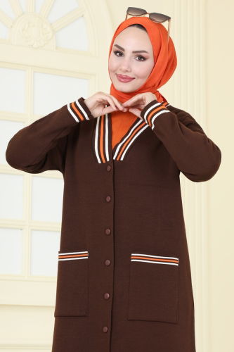 moda selvim Cardigan 4193KL398 Brown - Thumbnail