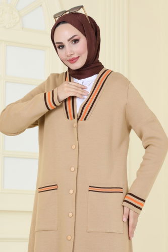 moda selvim Cardigan 4193KL398 Latte - Thumbnail