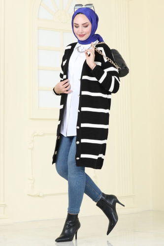 moda selvim Cardigan 4213KL398 Black - Thumbnail