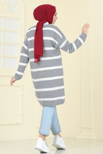 moda selvim Cardigan 4213KL398 Gray - Thumbnail