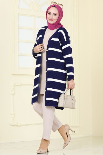 moda selvim Cardigan 4213KL398 Navy Blue - Thumbnail