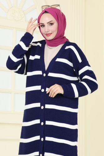 moda selvim Cardigan 4213KL398 Navy Blue - Thumbnail