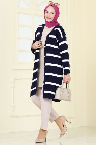 moda selvim Cardigan 4213KL398 Navy Blue - Thumbnail